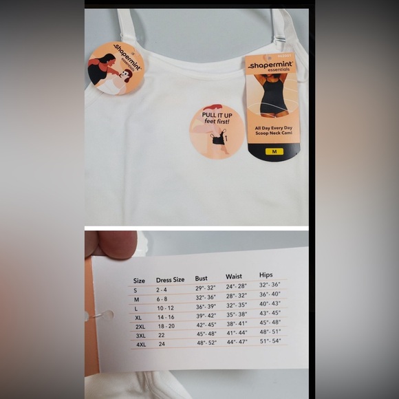 2 SHAPERMINT SCOOP NECK CAMI’S BLACK & IVORY SIZE M/Ivory worn once- Black NWOT - Picture 8 of 8